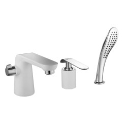 Смеситель для ванны встраиваемый, на 3 отверстия, с аксессуарами, Lemark Melange, хром/белый арт. LM4947CW Смеситель для ванны встраиваемый, на 3 отверстия, с аксессуарами, Lemark Melange, хром/белый арт. LM4947CW