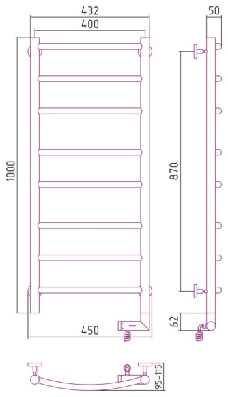 Электрический полотенцесушитель Галант 2.0 1000х400 МЭМ правый (белый) Сунержа арт. 12-5201-1040