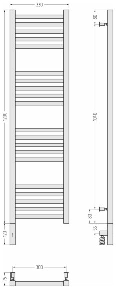 Электрический полотенцесушитель Модус 3.0 1200x300 МЭМ левый (без покрытия) Сунержа арт. 00-5700-1230 Электрический полотенцесушитель Модус 3.0 1200x300 МЭМ левый (без покрытия) Сунержа арт. 00-5700-1230