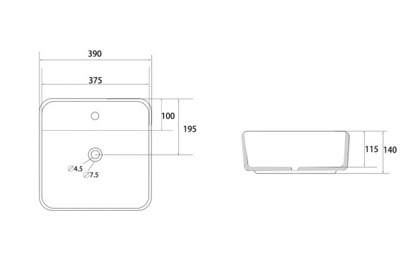 Abber Раковина накладная 390x390мм Rechteck, белый арт. AC2215