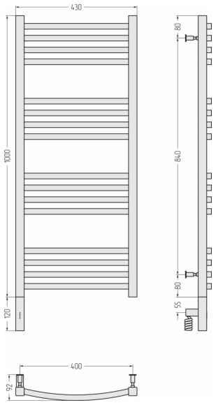 Электрический полотенцесушитель Аркус 3.0 1000х400 МЭМ левый (золото) Сунержа арт. 03-5704-1040