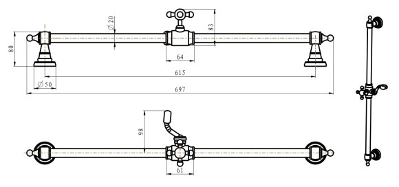 Boheme Штанга душевая Brillante арт. 418 Boheme Штанга душевая Brillante арт. 418