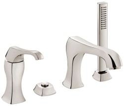 Emmevi комплект смесителя на борт ванны на 4 отверстия (излив 19,2 см), с набором для душа, Ares, никель арт. 76120/NS Emmevi комплект смесителя на борт ванны на 4 отверстия (излив 19,2 см), с набором для душа, Ares, никель арт. 76120/NS