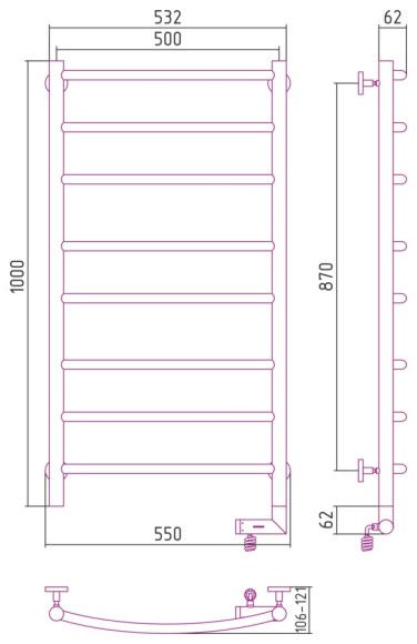 Электрический полотенцесушитель Галант 2.0 1000х500 МЭМ правый (состаренная бронза) Сунержа арт. 05-5201-1050 Электрический полотенцесушитель Галант 2.0 1000х500 МЭМ правый (состаренная бронза) Сунержа арт. 05-5201-1050