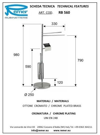 Remer Стойка с аксессуарами Universal RB560CR, цвет: хром