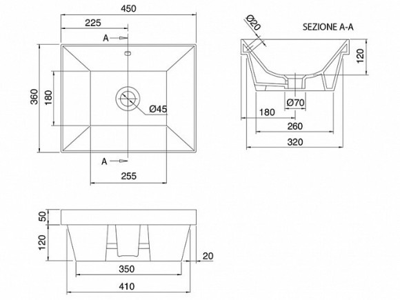 Scarabeo Раковина встраиваемая снизу с переливом без отверстий, цвет белый, Teorema 2.0 арт. 5134
