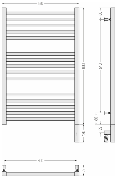 Электрический полотенцесушитель 800х500 МЭМ правый, Модус 3.0 Сунержа, 32-5701-8050 цвет: золотой шёлк 32