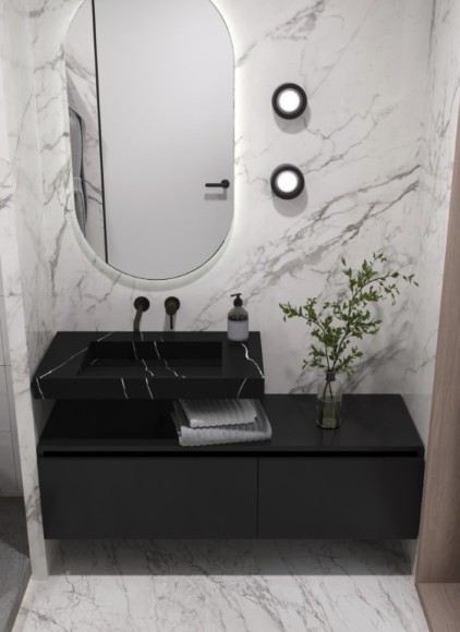 Boheme столешница моноблок nero marquina (810x452x80), Flat арт. 859-080-NM