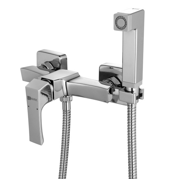 Смеситель настенный с гигиеническим душем, Lemark Unit, хром арт. LM4518C
