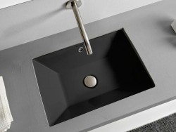 Scarabeo Раковина встраиваемая снизу с переливом без отверстий, цвет черный матовый с антибактериальным и грязеотталкивающим покрытием BIOKER, Teorema 2.0 арт. 5134 49 BK