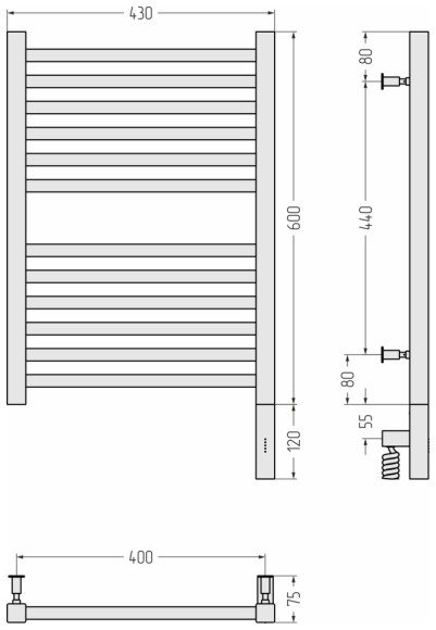 Электрический полотенцесушитель Модус 3.0 600х400 МЭМ правый (золото) Сунержа арт. 03-5701-6040