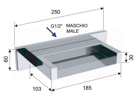 Remer Каскадный верхний душ 250*103 мм 359ZC, цвет: хром