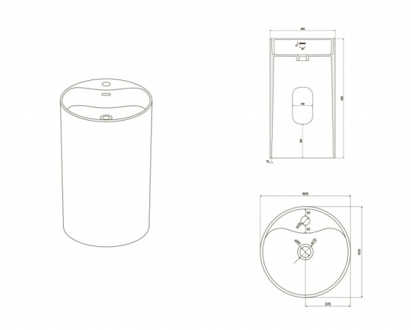 Раковина NTBagno Rimini, арт. NT407, 45,5 х 45,5 х 85,5 см, цвет: белый матовый Раковина NTBagno Rimini, арт. NT407, 45,5 х 45,5 х 85,5 см, цвет: белый матовый