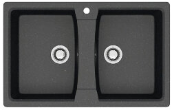 Azario Кухонная мойка Elmas 780х500х190 двойная, искусственный мрамор, черная Elmas арт. CS00078333