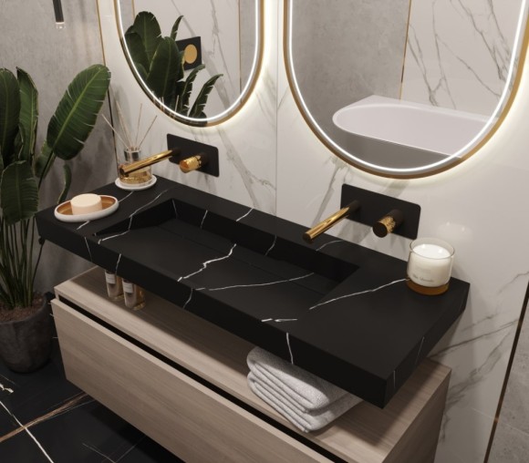 Boheme столешница моноблок nero marquina (1210x452x80), Flat арт. 859-120-NM