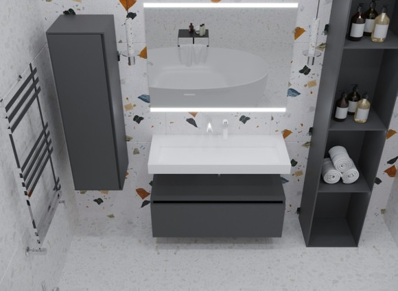 Boheme ящик под столешницу 100см grey glossy vallessi uno-s, Flat арт. 897-100-A glossy