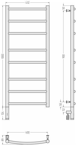 Электрический полотенцесушитель Галант 3.0 1000х400 МЭМ левый (золото) Сунержа арт. 03-5800-1040