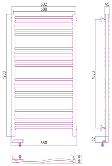 Электрический полотенцесушитель Флюид 2.0 1200х600 МЭМ левый (без покрытия) Сунержа арт. 00-5220-1260 Электрический полотенцесушитель Флюид 2.0 1200х600 МЭМ левый (без покрытия) Сунержа арт. 00-5220-1260