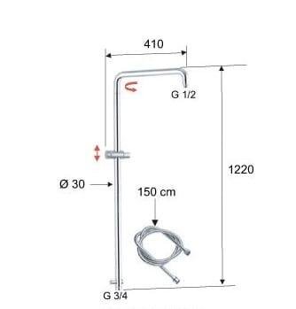 Remer Душевая стойка 330U, цвет: хром Remer Душевая стойка 330U, цвет: хром