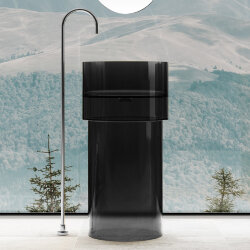 Abber Раковина отдельностоящая прозрачная 450x450мм Kristall, черный арт. AT2701Onyx