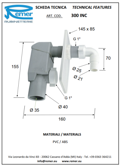 Remer Сифон для стиральной машины 300INC Remer Сифон для стиральной машины 300INC