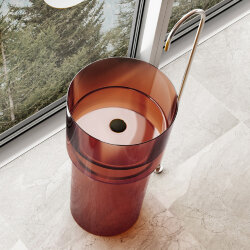 Abber Раковина отдельностоящая прозрачная 450x450мм Kristall, коричневый арт. AT2701Opal