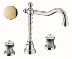 Fiore Двухвентильный смеситель для раковины на 3 отверстия, Venere Sky, 13OO0637 цвет: золото Fiore Двухвентильный смеситель для раковины на 3 отверстия, Venere Sky, 13OO0637 цвет: золото