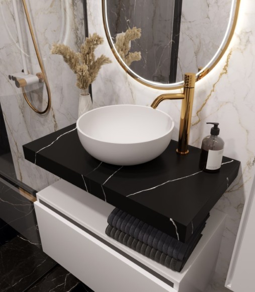 Boheme столешница прямая nero marquina 810x460x70, Flat арт. 869-080-NM