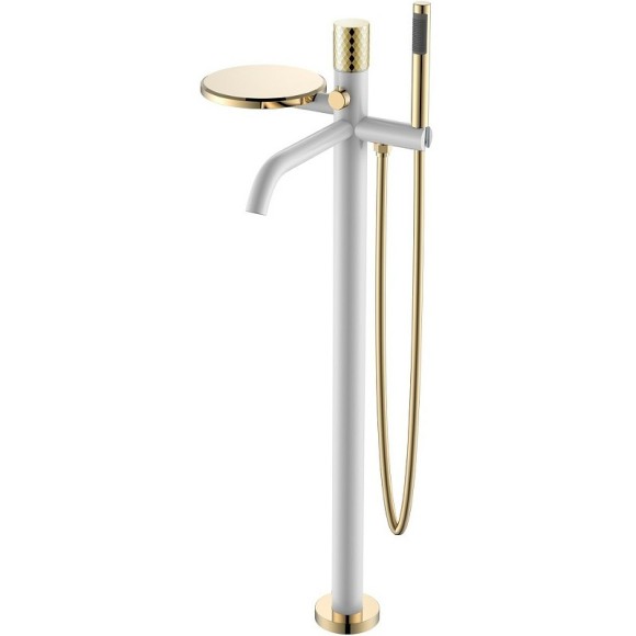 Boheme смеситель напольный white diamond gold, Stick арт. 129-WG