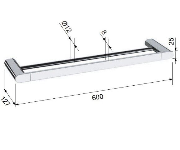 Remer Двойной держатель для полотенца 600 мм Lounge LN33CR, цвет: хром