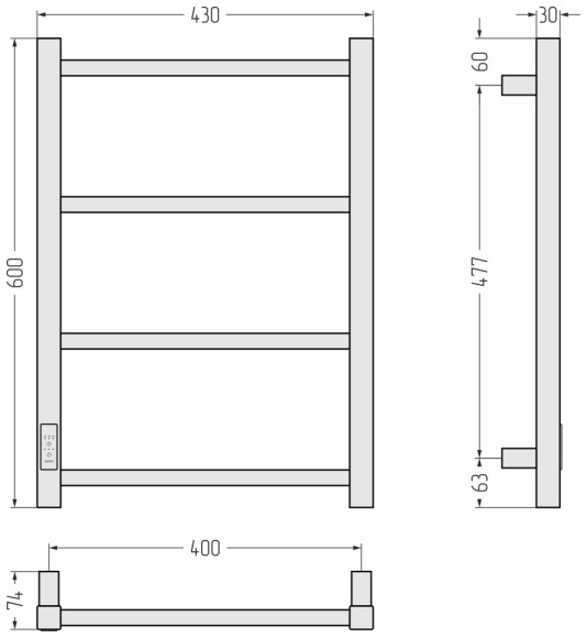 Электрический полотенцесушитель Формат 26 600х400 левый (матовый белый) Стилье арт. 30527-6040 Электрический полотенцесушитель Формат 26 600х400 левый (матовый белый) Стилье арт. 30527-6040