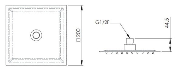 Remer Верхний душ 200*200 мм 357UFS20NOX цвет: черный