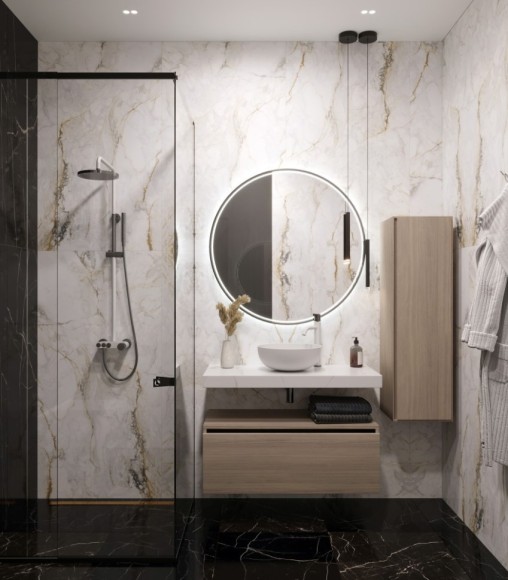 Boheme столешница прямая calacatta 1010x460x70, Flat арт. 869-100-CLCT