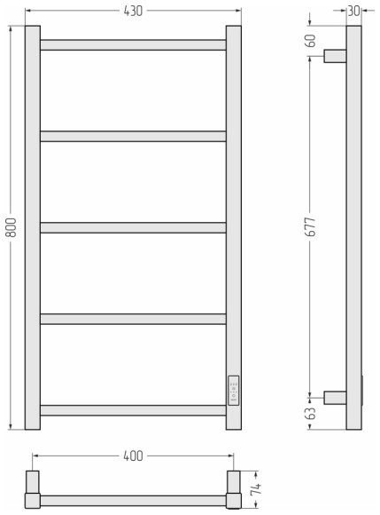 Электрический полотенцесушитель Формат 26 800х400 правый (белый) Стилье арт. 12526-8040 Электрический полотенцесушитель Формат 26 800х400 правый (белый) Стилье арт. 12526-8040