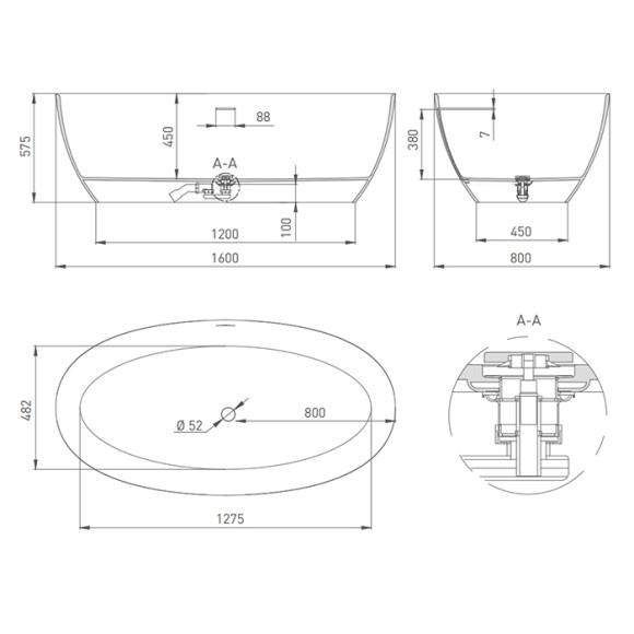 Salini Ванна 160х80 ALDA, арт. 101923M