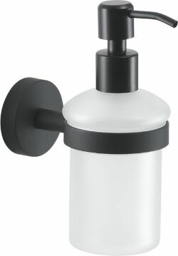 Gedy Настенный стеклянный дозатор c металлической помпой Eros, черный арт. 2381(14)