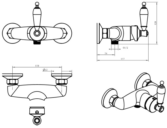 Boheme Смеситель для душа бронза Vogue арт. 204 Boheme Смеситель для душа бронза Vogue арт. 204