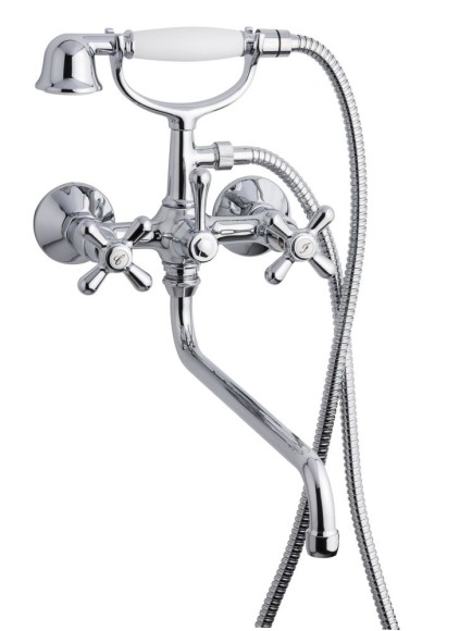 Emmevi смеситель с длинным изливом (35см) и ручным душем для ванной, Deco Classic, бронза арт. 12011СМ35/BR