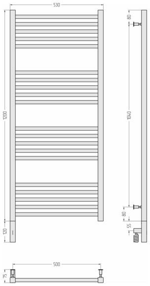 Электрический полотенцесушитель Модус 3.0 1200х500 МЭМ левый (состаренная латунь) Сунержа арт. 051-5700-1250