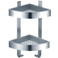 Azario Полка угловая двухэтажная подвесная, хром матовый, Rina арт. AZ-833-2 Azario Полка угловая двухэтажная подвесная, хром матовый, Rina арт. AZ-833-2