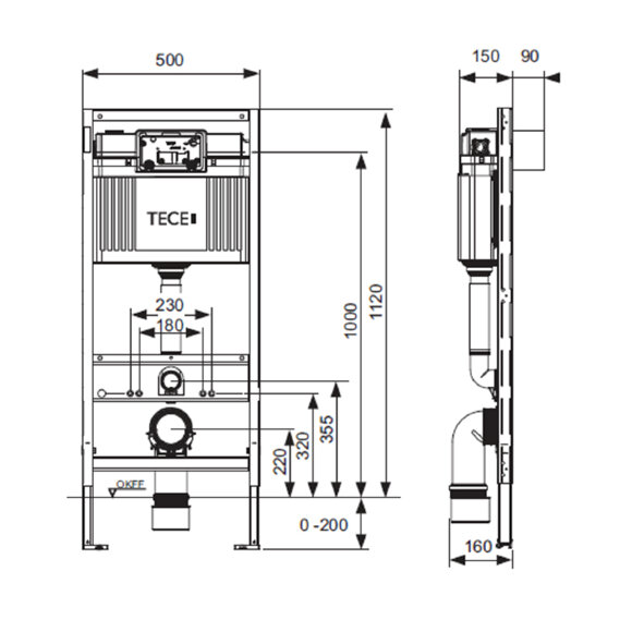 TECE Система инсталляции для подвесного унитаза 112*50 см без крепления к стене арт. 9300302 TECE Система инсталляции для подвесного унитаза 112*50 см без крепления к стене арт. 9300302