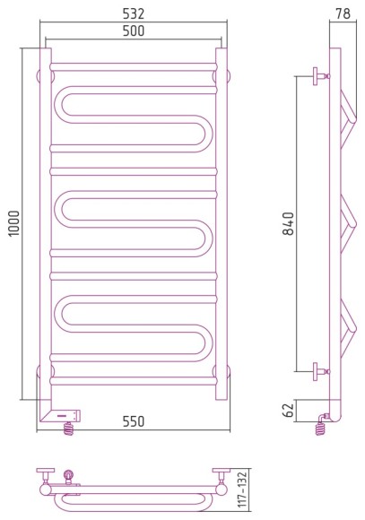 Электрический полотенцесушитель Элегия 2.0 1000х500 МЭМ левый (белый) Сунержа арт. 12-5218-1050 Электрический полотенцесушитель Элегия 2.0 1000х500 МЭМ левый (белый) Сунержа арт. 12-5218-1050