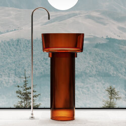 Abber Раковина отдельностоящая прозрачная 450x450мм Kristall, коричневый арт. AT2702Opal