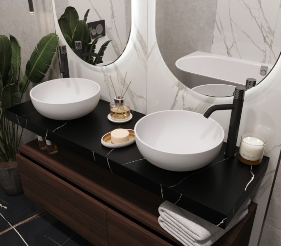 Boheme столешница прямая nero marquina 1410x460x70, Flat арт. 869-140-NM