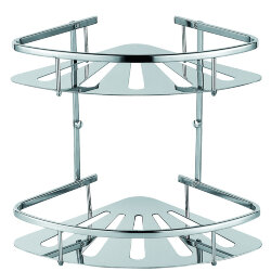 Azario Полка угловая двухэтажная подвесная,хром, Rina арт. AZ-836-2 Azario Полка угловая двухэтажная подвесная,хром, Rina арт. AZ-836-2