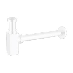 Azario Сифон для раковины G 1 1/4, без выпуска, квадрат, латунь, белый, Basic арт. AZ-109-WHI