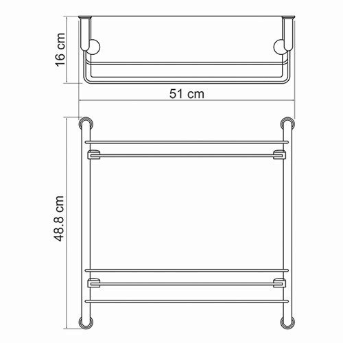 WasserKRAFT Полка стеклянная двойная k-2022 цвет: хром