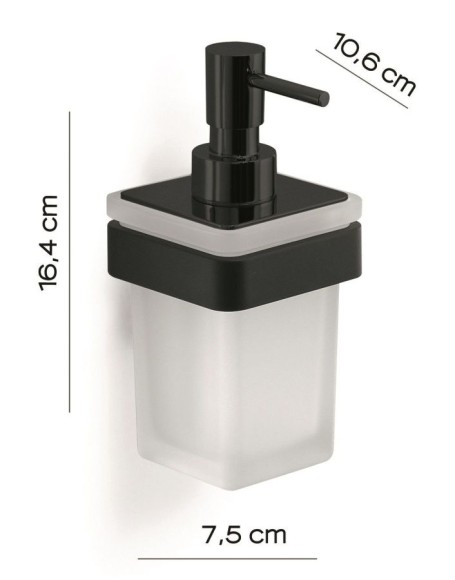 Gedy Настенный стеклянный дозатор c металлической помпой Samoa, черный арт. A881(14) Gedy Настенный стеклянный дозатор c металлической помпой Samoa, черный арт. A881(14)