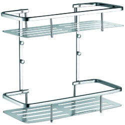 Azario Полка прямоугольная двухэтажная подвесная,хром, Rina арт. AZ-835-2 Azario Полка прямоугольная двухэтажная подвесная,хром, Rina арт. AZ-835-2