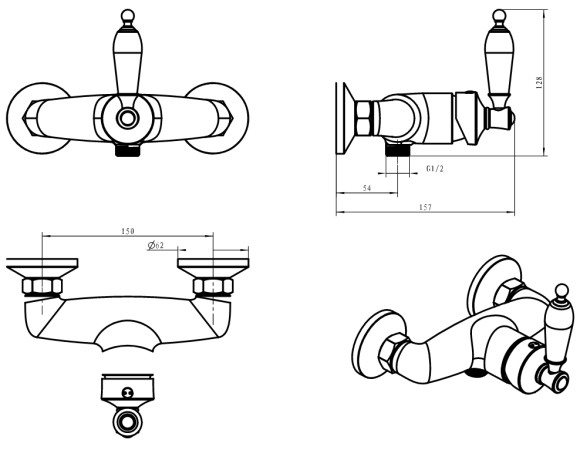 Boheme Смеситель для душа золото Vogue арт. 214 Boheme Смеситель для душа золото Vogue арт. 214